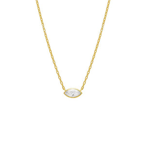 Gold / Marquise Marquise Bezel Solitaire Necklace - Adina Eden's Jewels