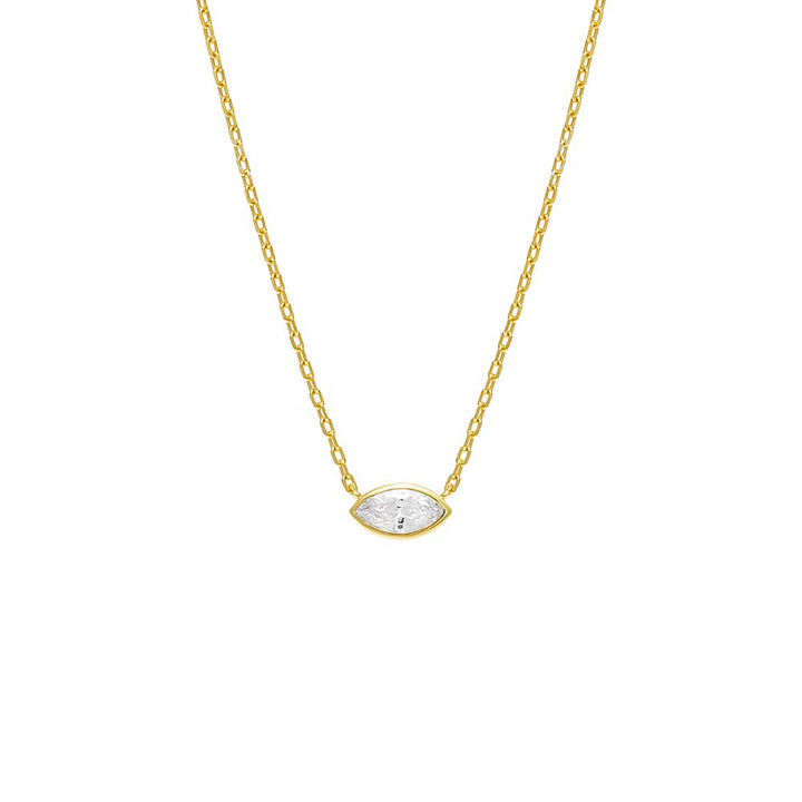 Gold / Marquise Marquise Bezel Solitaire Necklace - Adina Eden's Jewels