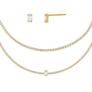 Gold CZ Marquise Tennis Combo Set - Adina Eden's Jewels