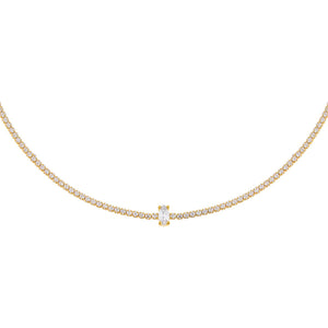 Gold CZ Marquise Tennis Choker - Adina Eden's Jewels