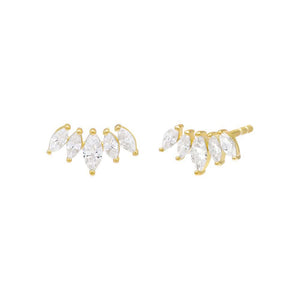 Gold Marquise Curved Bar Threaded Stud Earring - Adina Eden's Jewels