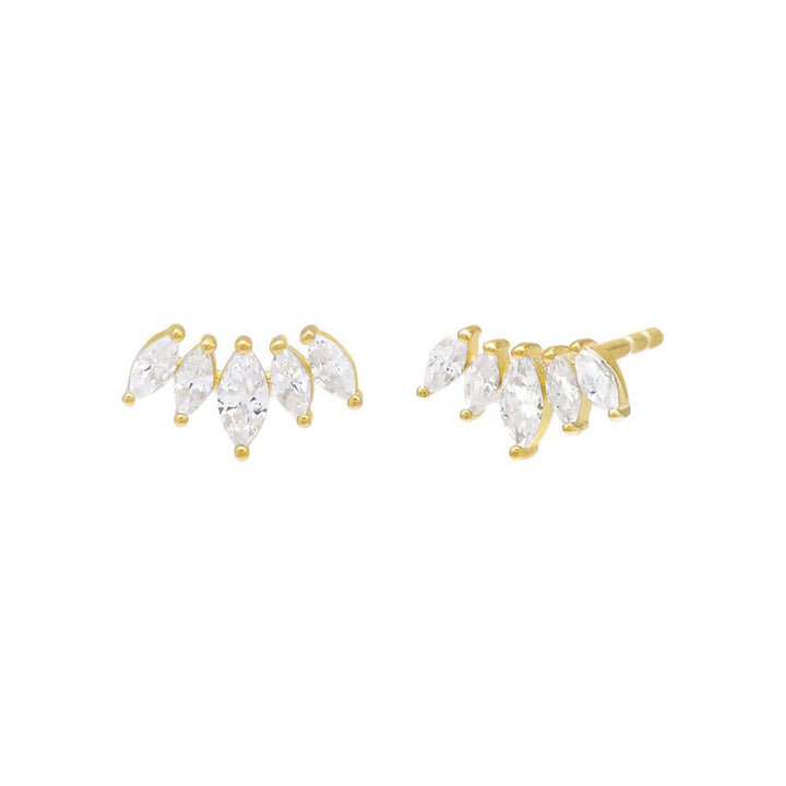 Gold Marquise Curved Bar Threaded Stud Earring - Adina Eden's Jewels
