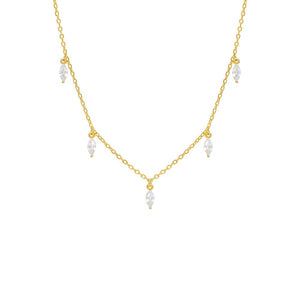 Gold Dangling Marquise CZ Necklace - Adina Eden's Jewels
