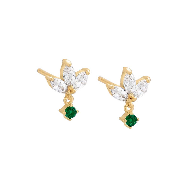 Emerald Green / Pair Dangling Triple Marquise Stud Earring - Adina Eden's Jewels