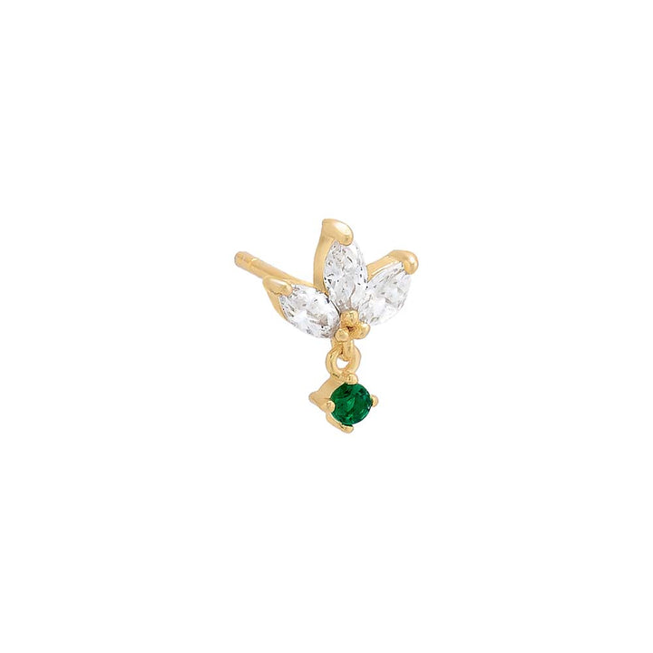 Emerald Green / Single Dangling Triple Marquise Stud Earring - Adina Eden's Jewels
