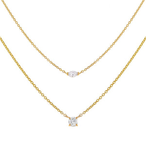 14K Gold The Double Diamond Combo Set 14K - Adina Eden's Jewels