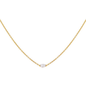 14K Gold Diamond Tiny Marquise Necklace 14K - Adina Eden's Jewels
