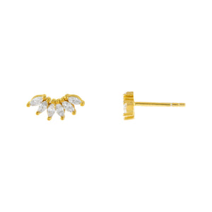 Gold CZ Mini Marquise Stud Earring - Adina Eden's Jewels