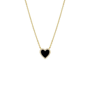 Onyx Colored Stone Pavé Heart Necklace - Adina Eden's Jewels