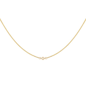 14K Gold Tiny Diamond Bezel Necklace 14K - Adina Eden's Jewels