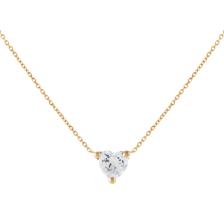 14K Gold CZ Mini Heart Necklace 14K - Adina Eden's Jewels