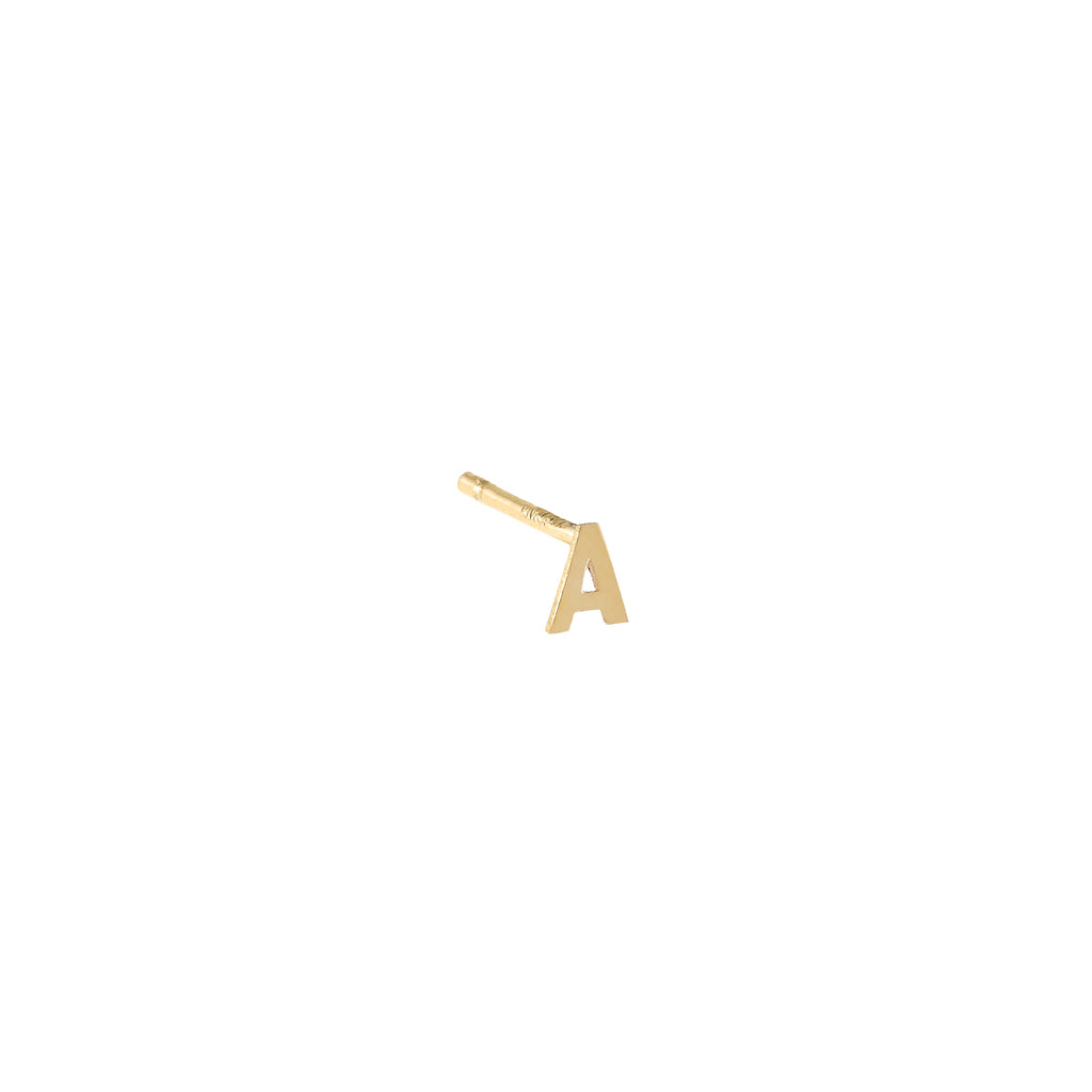 Gold / A Tiny Letter Stud Earring 14K - Adina Eden's Jewels