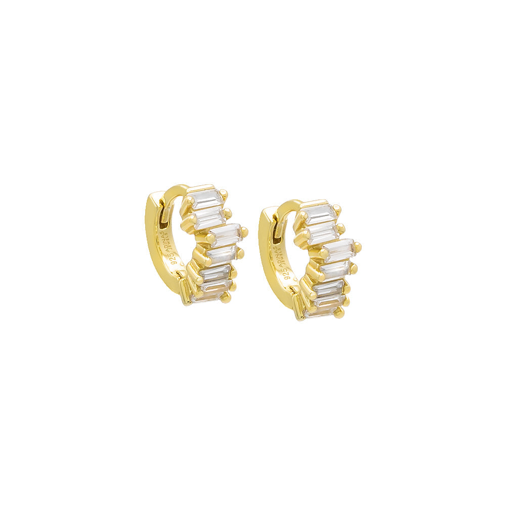  Colored Mini Scattered Baguette Huggie Earring - Adina Eden's Jewels