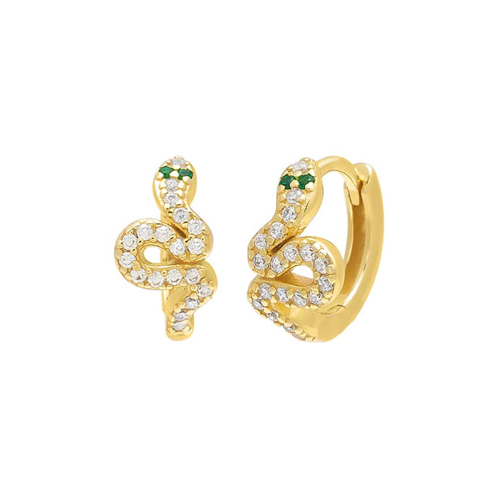Gold Mini Serpent CZ Huggie Earring - Adina Eden's Jewels
