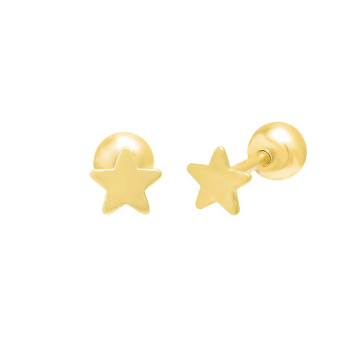 Gold / 4 MM Solid Star Threaded Ball Stud Earring - Adina Eden's Jewels
