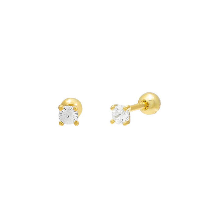 Gold Mini Solitaire CZ Threaded Stud Earring - Adina Eden's Jewels