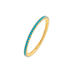 Turquoise / 5 CZ Thin Turquoise Ring - Adina Eden's Jewels