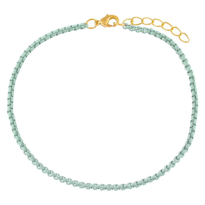 Mint Colored Enamel Rope Chain Anklet - Adina Eden's Jewels