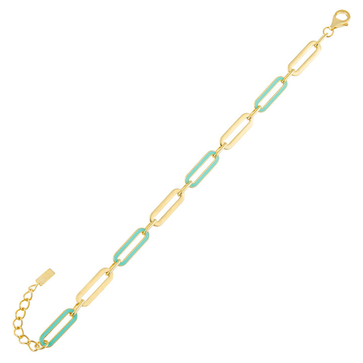 Mint Pastel Enamel Oval Link Bracelet - Adina Eden's Jewels