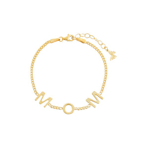 Gold MOM Block Name Bracelet - Adina Eden's Jewels
