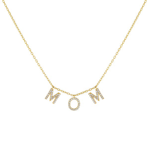 Gold Pavé Mom Necklace - Adina Eden's Jewels