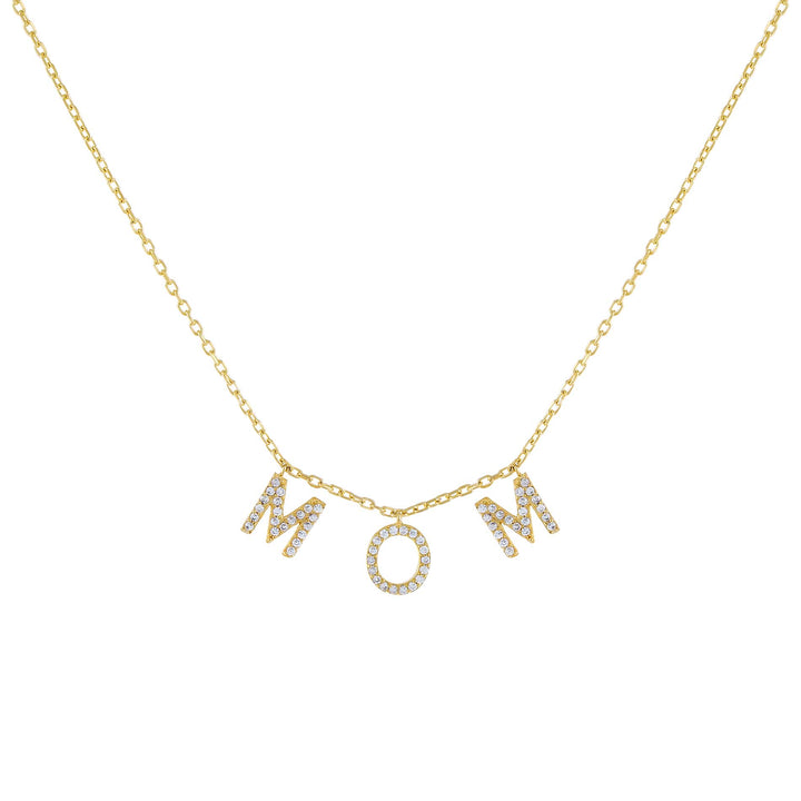 Gold Pavé Mom Necklace - Adina Eden's Jewels