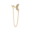 14K Gold / Single CZ Crescent Chain Stud Earring 14K - Adina Eden's Jewels
