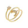Gold / 9 Pavé Moon X Star Ring - Adina Eden's Jewels