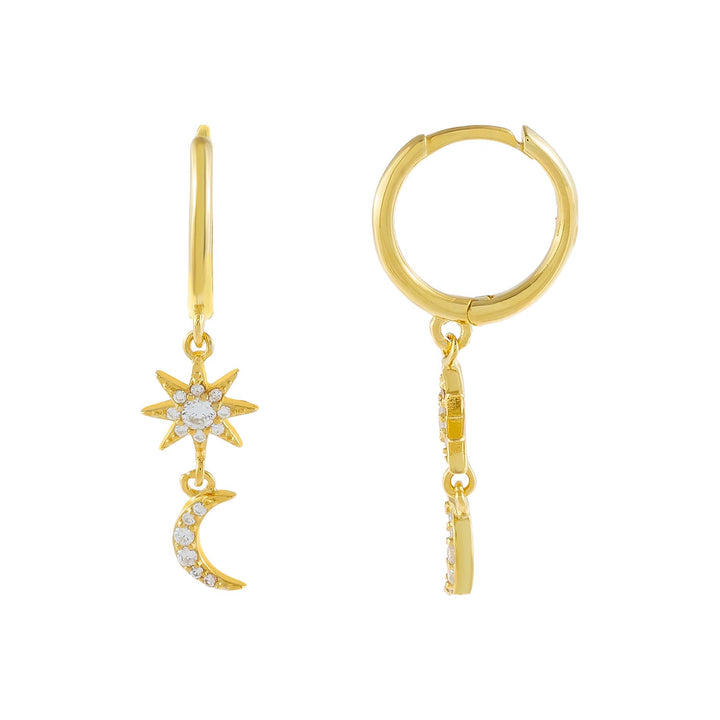 Gold CZ Celestial Huggie Earring - Adina Eden's Jewels