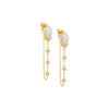 Mother of Pearl / Pair Colored Stone Front Back Drop Stud Earring - Adina Eden's Jewels