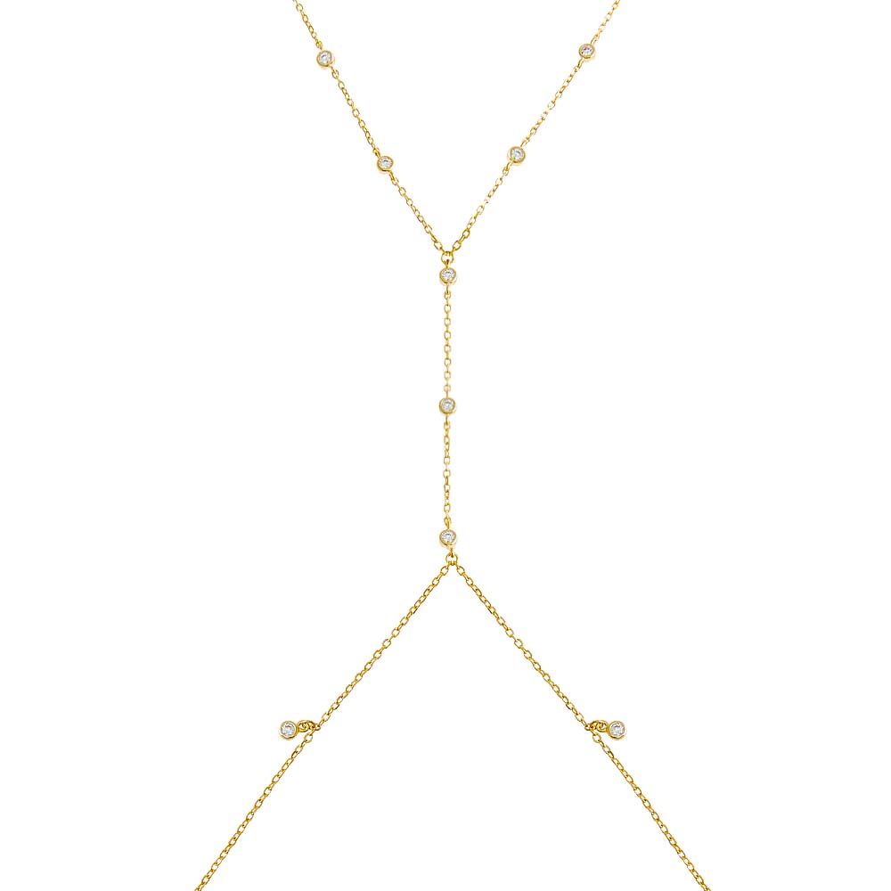Gold CZ Bezel Shaker Body Chain - Adina Eden's Jewels