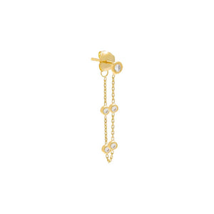 14K Gold / Single Diamond By The Yard Front Back Stud Earring 14K - Adina Eden's Jewels