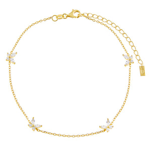 Gold CZ Crystal Multi Butterfly Anklet - Adina Eden's Jewels