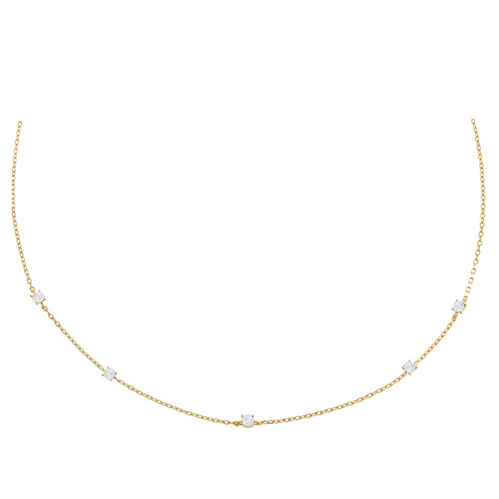 Gold Colored Bezel Station Choker - Adina Eden's Jewels