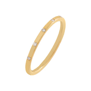 14K Gold / 6 Multi Diamond Dainty Band 14K - Adina Eden's Jewels