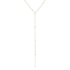 Gold Long CZ Bezel Lariat - Adina Eden's Jewels