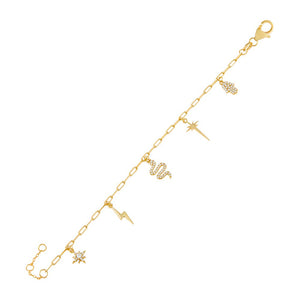 Gold Charm Link Bracelet - Adina Eden's Jewels
