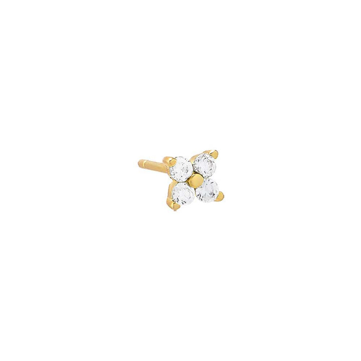 Gold / Single Colored Four Stone Flower Stud Earring - Adina Eden's Jewels