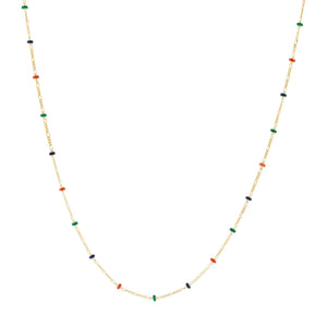 Multi-Color Multi Color Bead Figaro Necklace 14K - Adina Eden's Jewels