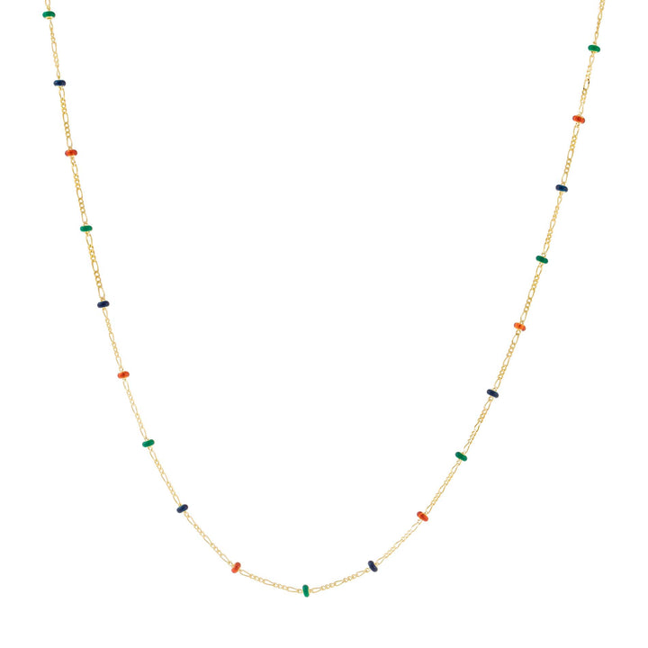 Multi-Color Multi Color Bead Figaro Necklace 14K - Adina Eden's Jewels