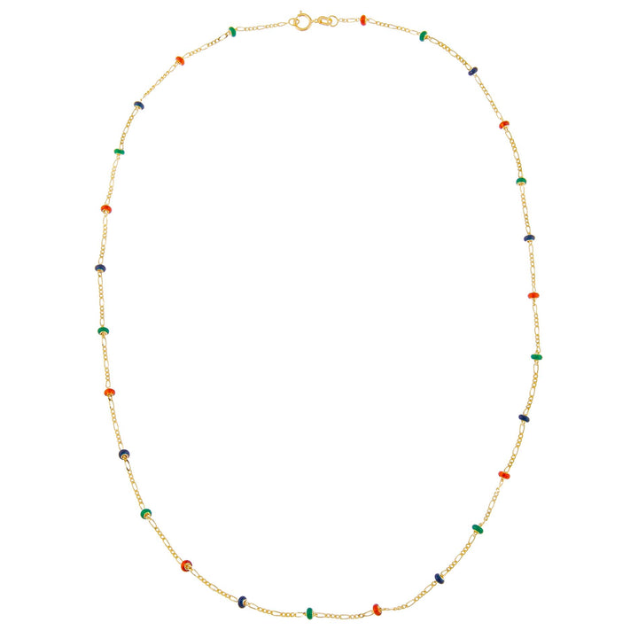  Multi Color Bead Figaro Necklace 14K - Adina Eden's Jewels