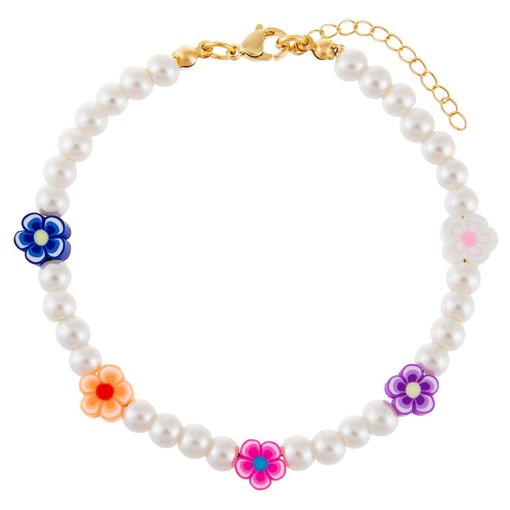 Multi-Color Neon Color Flower Pearl Anklet - Adina Eden's Jewels