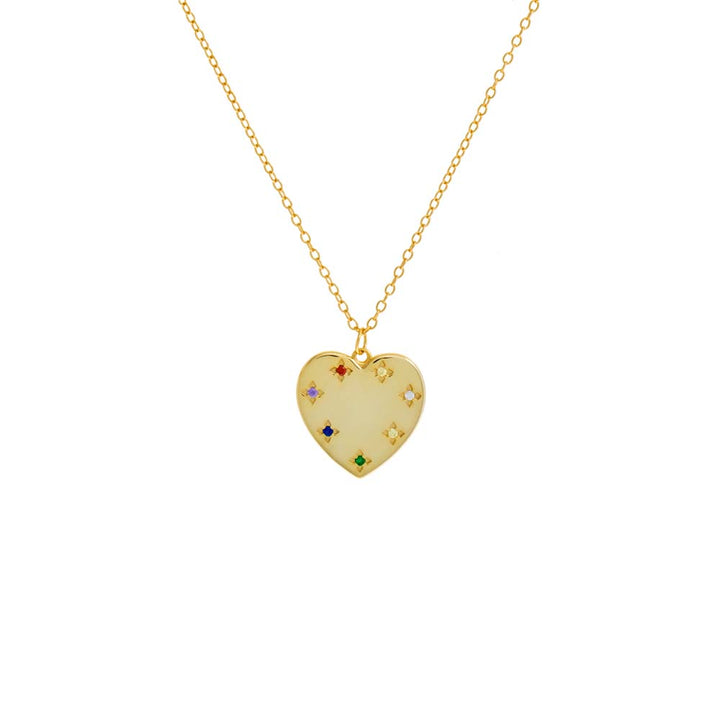 Gold Multi-Colored Heart Pendant Necklace - Adina Eden's Jewels