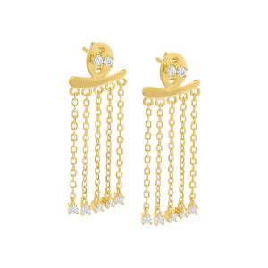 Gold CZ Front Back Chandelier Drop Stud Earring - Adina Eden's Jewels