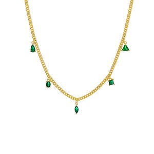 Emerald Green CZ Multi Shaped Charms Necklace - Adina Eden's Jewels