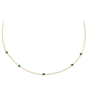 Emerald Green Colored Bezel Station Choker - Adina Eden's Jewels