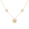 Gold Pavé Triple Flower Necklace - Adina Eden's Jewels