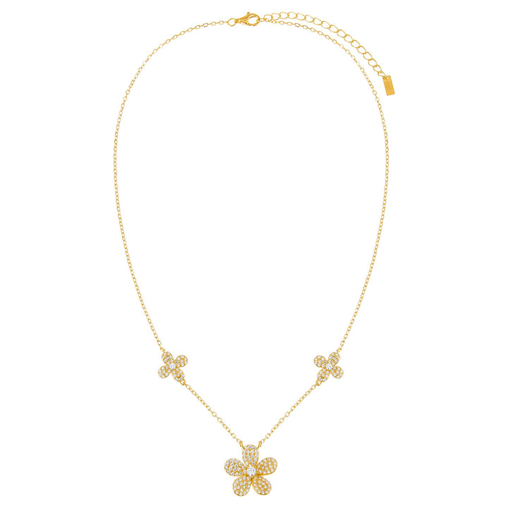  Pavé Triple Flower Necklace - Adina Eden's Jewels