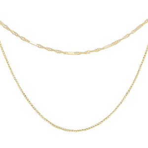 14K Gold Interlocked Link X Singapore Necklace Combo Set 14K - Adina Eden's Jewels