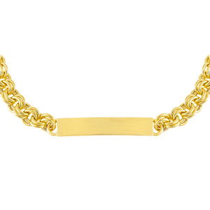 Gold Engraved Hollow Rounded Rolo Bar Chain Choker - Adina Eden's Jewels
